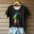 thumbnail image 1 of Styesk T-Shirts pour Femmes Mode Décontractée Imprimé Col Rond T-shirt à Manches Courtes Haut à Manches Courtes Col Rond, 1 of 3