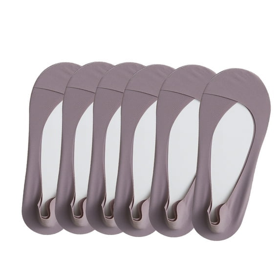 Xiao Hua 6 pares de calcetines invisibles de corte bajo, calcetines invisibles de seda helada para mujer, algodón puro, antideslizantes, morados