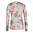 thumbnail image 4 of Gvmfive Women's Floral Print Beaded Long Sleeve T-Shirt Round Neck Tunic Tops, 4 of 5
