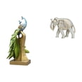 thumbnail image 1 of Estatua De Elefante Pavo Real, Escultura Animal, Figura Decorativa Para Escritorio, Entrada, Mesa, Centro De Mesa, Oficina, Regalo De Cumpleaños, Figura De Madera Tallada A Mano Rústica,, 1 of 8