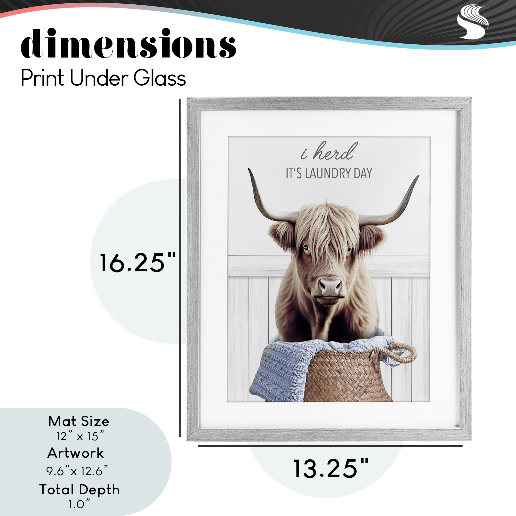Herd It's Laundry Day Gray Framed Print Under Glass, design by Marcus Prime