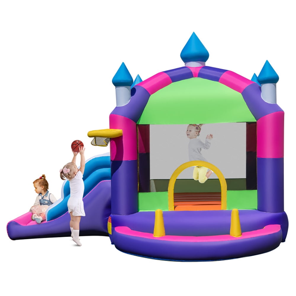 Aimee Lii Inflatable Bounce Castle with Canopy Shade Cover and Slide, Playhouse for Kids Outdoor