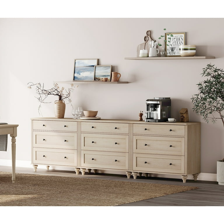 FITUEYES Mid Century Modern Wooden Dresser Set, Light Beige, P2 MDF for Livingroom