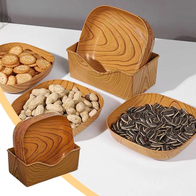 Platos desechables con acabado de madera | Bandejas de cartón resistentes para postres, aperitivos y cenas familiares