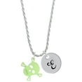 thumbnail image 1 of Delight Jewelry Acrylic Small Lime Green Skull Silvertone Script Initial Disc - E - Charm Necklace, 20"+3", 1 of 4