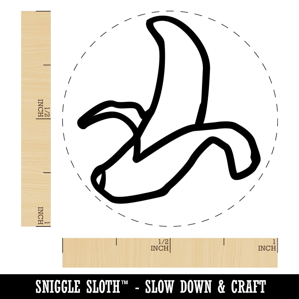 Peeled Banana Doodle Self-Inking Rubber Stamp Ink Stamper - Orange Ink - Medium 1 Inch