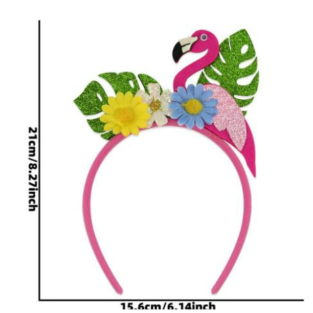KAKOWELY diademas de flamencos para fiesta, accesorios para el cabello con diseño de flamenco tropical y flores de cocotero para fiestas hawaianas en la playa o carnavales de verano.