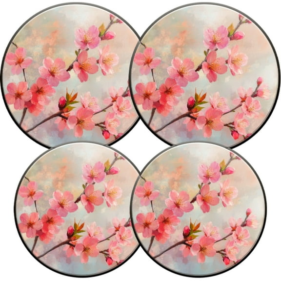 Electric Stove Burner Covers,4 Pcs Round Gas Burner Cover,8 and 10 Inch,Blossoming Cherry Branches in Soft Pastels
