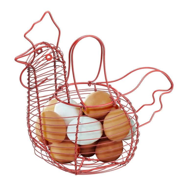 Egg Basket Iron Wire Chicken Shaped Egg Holder Easter Eggs Storage