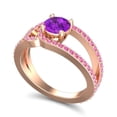 thumbnail image 2 of 2.50 Carat Round Cut Amethyst & Pink Sapphire Gemstone Stylish Anniversary Ring for Ladies Solid 14K Rose Gold Size 11.5 by Diamond-Capitals, 2 of 8