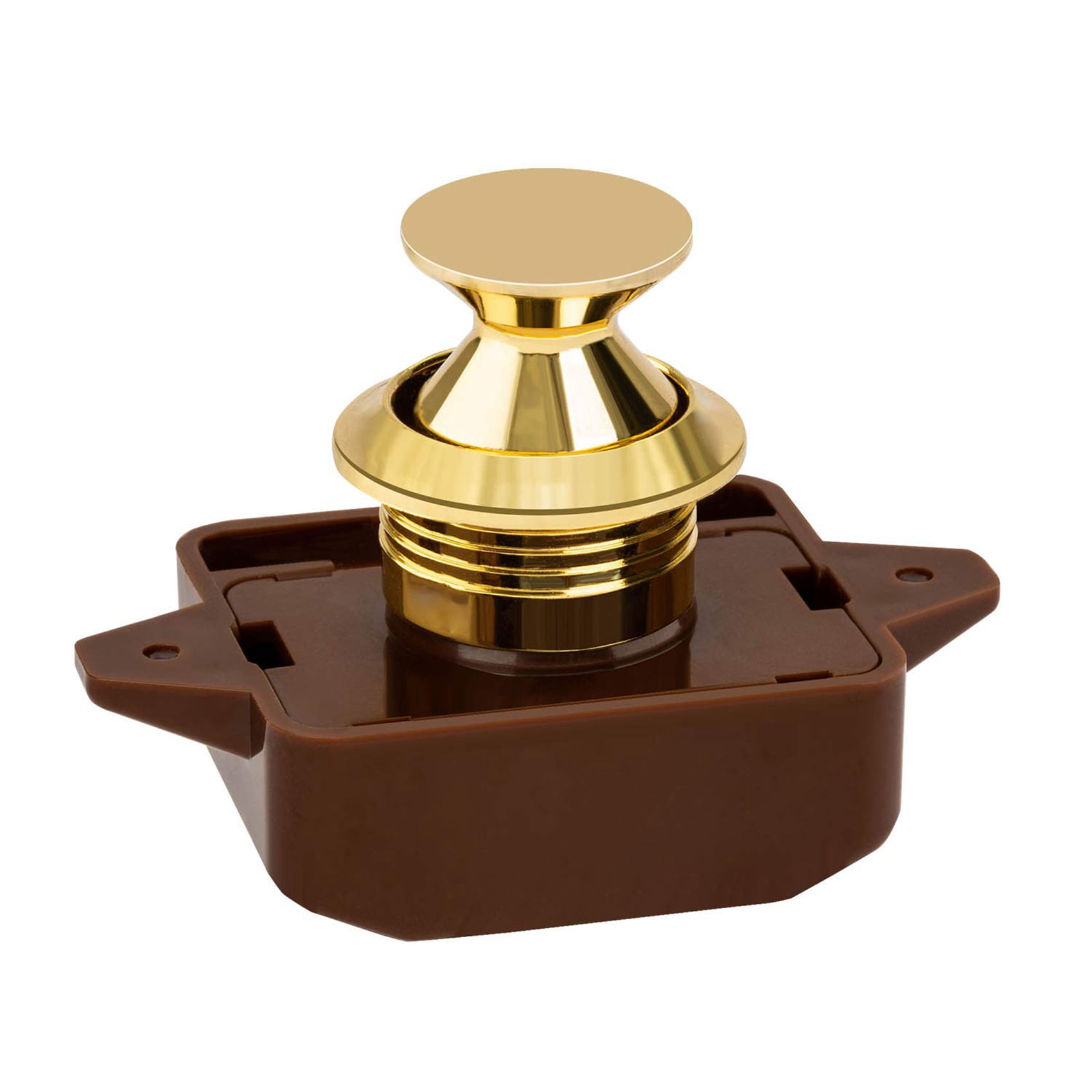 15Pcs Keyless Push Button Catch Door Knob Lock for RV Caravan Cabinet Boat Motor Home Cupboard, Brown Gold