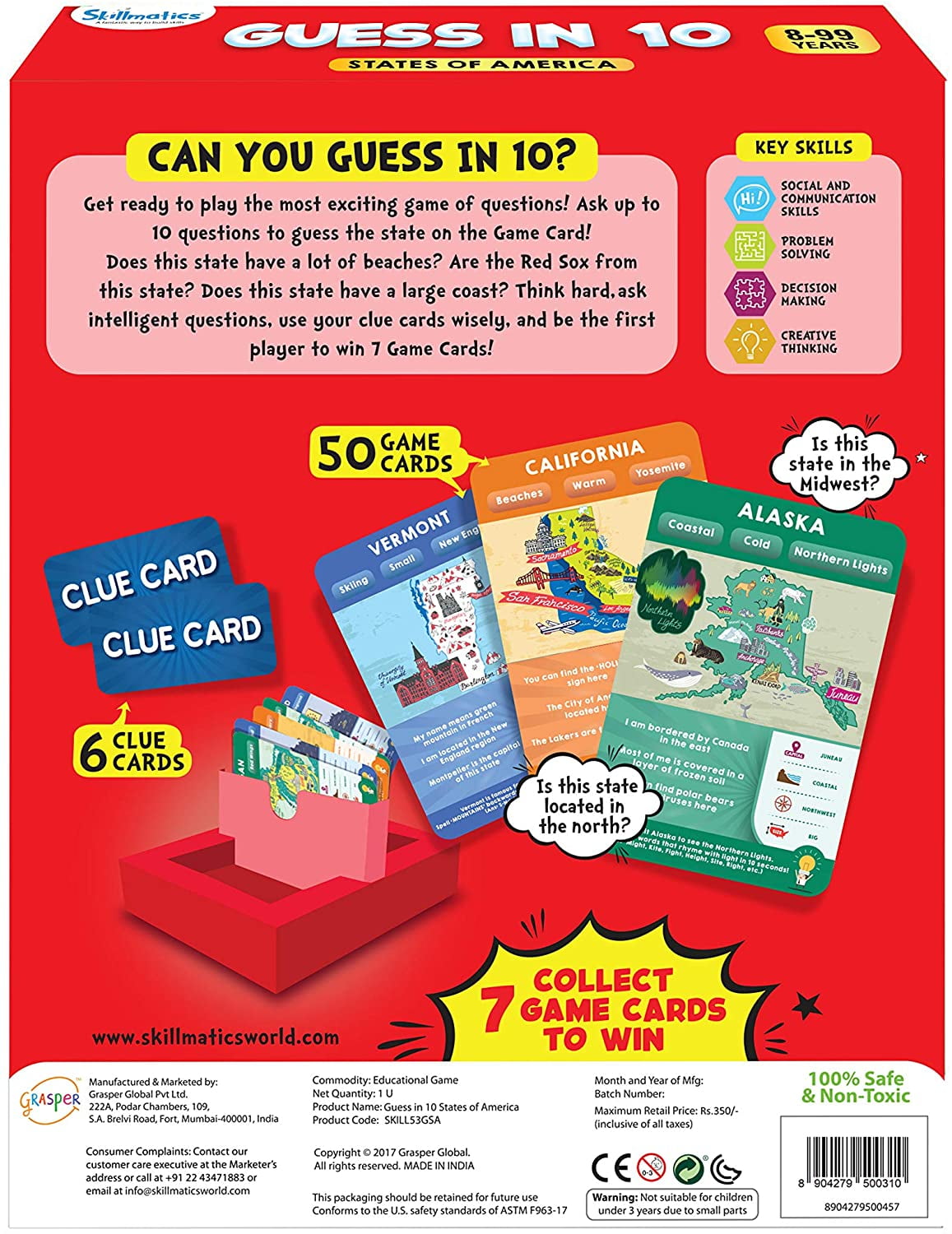 Skillmatics Guess in 10 States of America - Card Game Smart Questions for Kids & Super Fun & General Knowledge Family Game Night | Gifts for Kids (Ages 8-99) - Walmart.com
