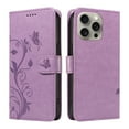 thumbnail image 3 of Nalacover Case Wallet for iPhone 15 Pro with Card Slots, Embossed Pattern PU Leather Phone Case for iPhone 15 Pro Kickstand Flip Cover Detachable Wrist Strap Magnetic Closure Folio Case,Purple, 3 of 11
