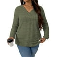 thumbnail image 2 of NISVIYA Womens Plus Size V Neck Long Sleeve Winter Pullover Sweater Green, 2 of 7