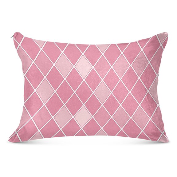 Plush Pillow Cases Standard Size Ultra Soft Warm Pillowcases with Zipper Pink Block 20"x26"