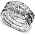 thumbnail image 2 of Rag Jewels 925 Sterling Silver 2.40 Ct Princess Cut White & Black Diamond Wedding Engagement Valentine's Anniversary Christmas Bridal Ring Set 14K White Gold Plated For Women's -7.5, 2 of 4