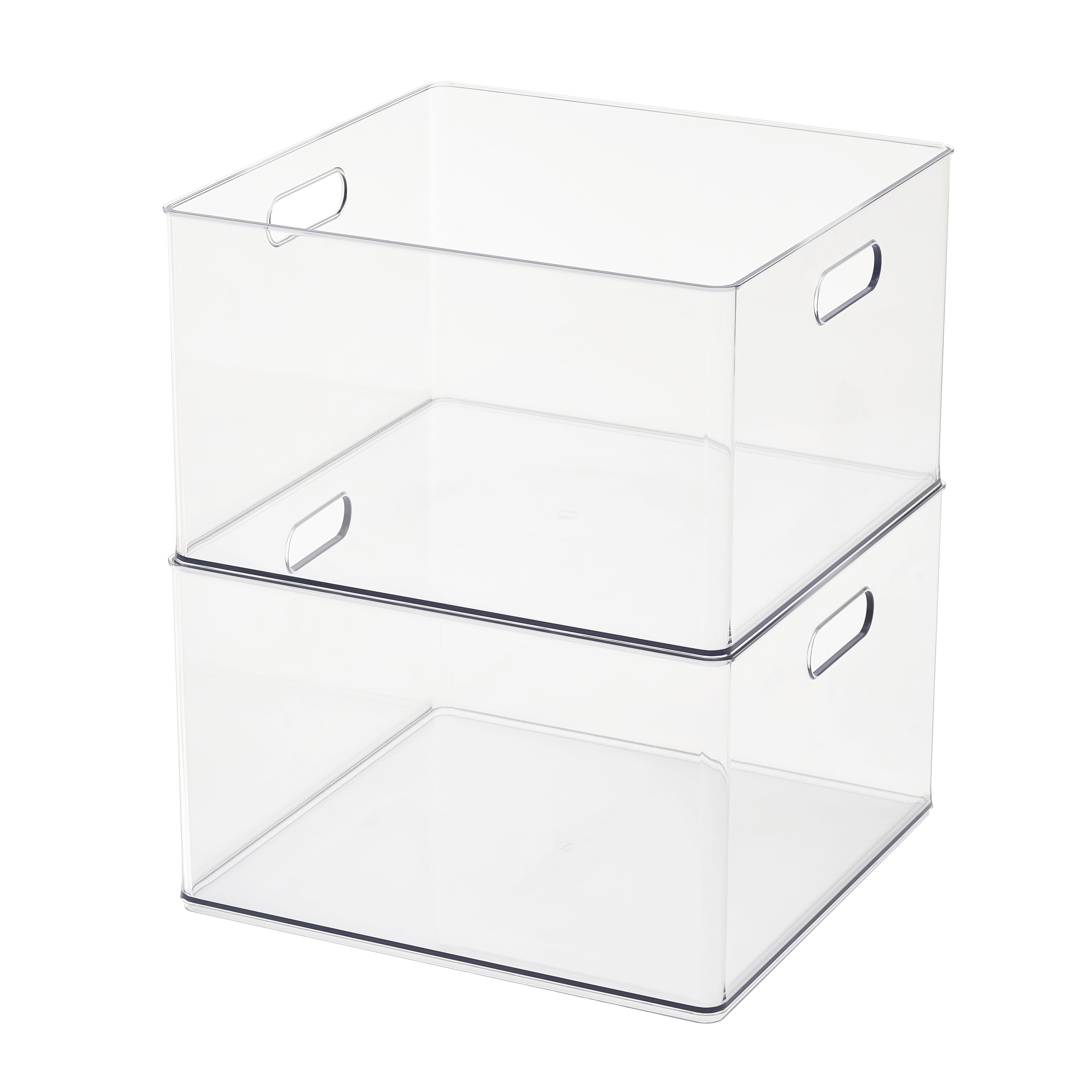 13" x 13" Clear Storage Bin with Handles by Simply Tidy - Stackable Plastic Organizer for Paper - Crafts - and Office Supplies - 1 Pack