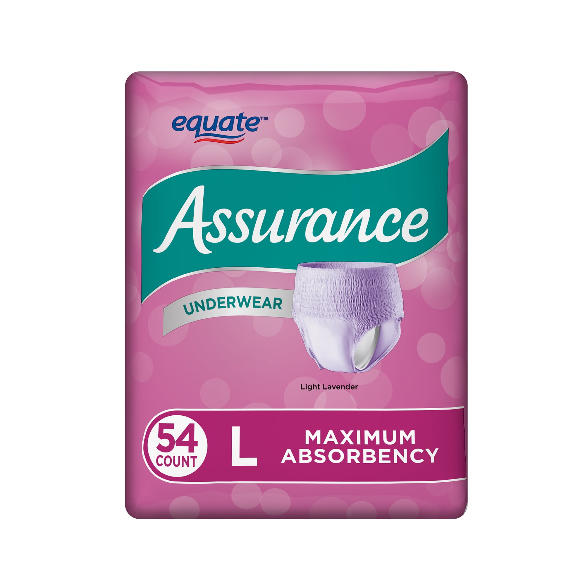 Assurance Underwear, Women's, Size L, 54 Count