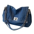 thumbnail image 2 of Bolso de hombro de mezclilla para mujer, bolso de mano estilo hobo de moda para deportes al aire libre y trabajo. Azul profundo, 2 of 9