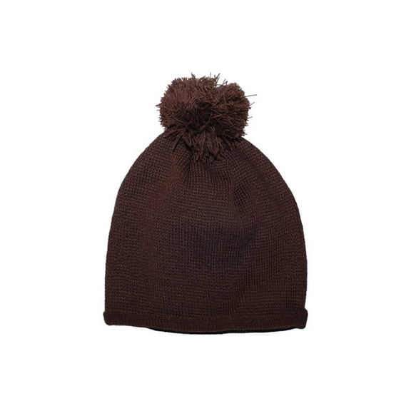KNITTED WINTER BEANIE CAP - Brown