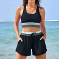 thumbnail image 2 of Womens Bikini Swimsuits 2 Piece Color Block Crop Tank Tops Boyshorts Bottom Athletic Full Coverage Bathing Suit, 2XL, 2 of 7