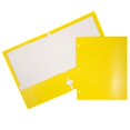thumbnail image 1 of Jam Paper Carpetas Escolares Laminadas Con Dos Bolsillos, Brillantes, Perforadoras, 3 Agujeros, Tamaño Carta, Amarillo Brillante, Paquete De 6, 1 of 5