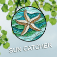 Blue-green 9.8x9.8 IN Stained Glass Sun Catcher Window Hanging Home ...