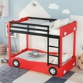 thumbnail image 2 of Car-Shaped Twin over Twin Bunk Bed with tires for Kids Teens, Red, 2 of 11