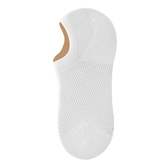 ERDOUY 6 pairs of Men's No Show Socks Non-Slip Silicon Grip Moisture Wicking Low Cut Invisible Casual Socks，White