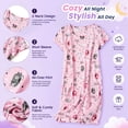 thumbnail image 3 of Zando Women's Soft Loose Short Sleeve Printed Nightgown Pink Cat XL, 3 of 7