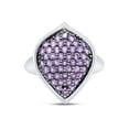 thumbnail image 2 of 1.60 CT Round Cut African Violet Amethyst Leaf Frame Engagement Ring In 14K White Gold Plated Sterling Silver (Color: Violet, Clarity: VVS1-VVS2, 1.60 Cttw) -6.5, 2 of 8