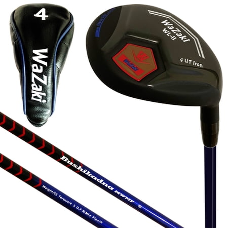 Japan WaZaki Single Hybrid Iron USGA R A Rules Golf Club with Cover,WLIIs Model,Whole Black Oil Finish,No.5, 24 Degree,Men's Regular Flex,65g Graphite Shaft,Plus Half Inch Length