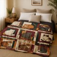 thumbnail image 2 of SPXUBZ Vintage Cats Portrait Grid Frame Pattern Flannel Throw Blanket Soft Warm Cozy Fleece Blanket for Cat Lovers Couch Sofa Decor, 2 of 3