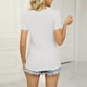thumbnail image 4 of Tops de verano para mujer, camisa informal ajustada con cuello en V y manga corta de Color puro con diseño recortado para fiesta, oficina y viajes, 4 of 6