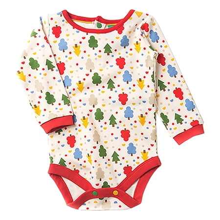 Organic Baby Clothes - Long Sleeve Onesie Bodysuit Fairtrade Cotton (Forest 0-3 months)