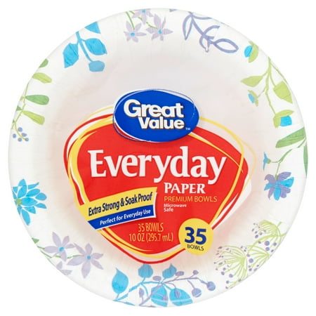 Great Value Everyday Paper Premium Bowls 10 Oz 35 Count Great Value Everyday Paper Premium Bowls 10 Oz 35 Count