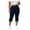 Navy, variant on Noric Women's Plus Size Bow Tie Cuff Capri Leggings High Waist Stretchy Yoga Pants Side Split Casual Workout Cropped Tights