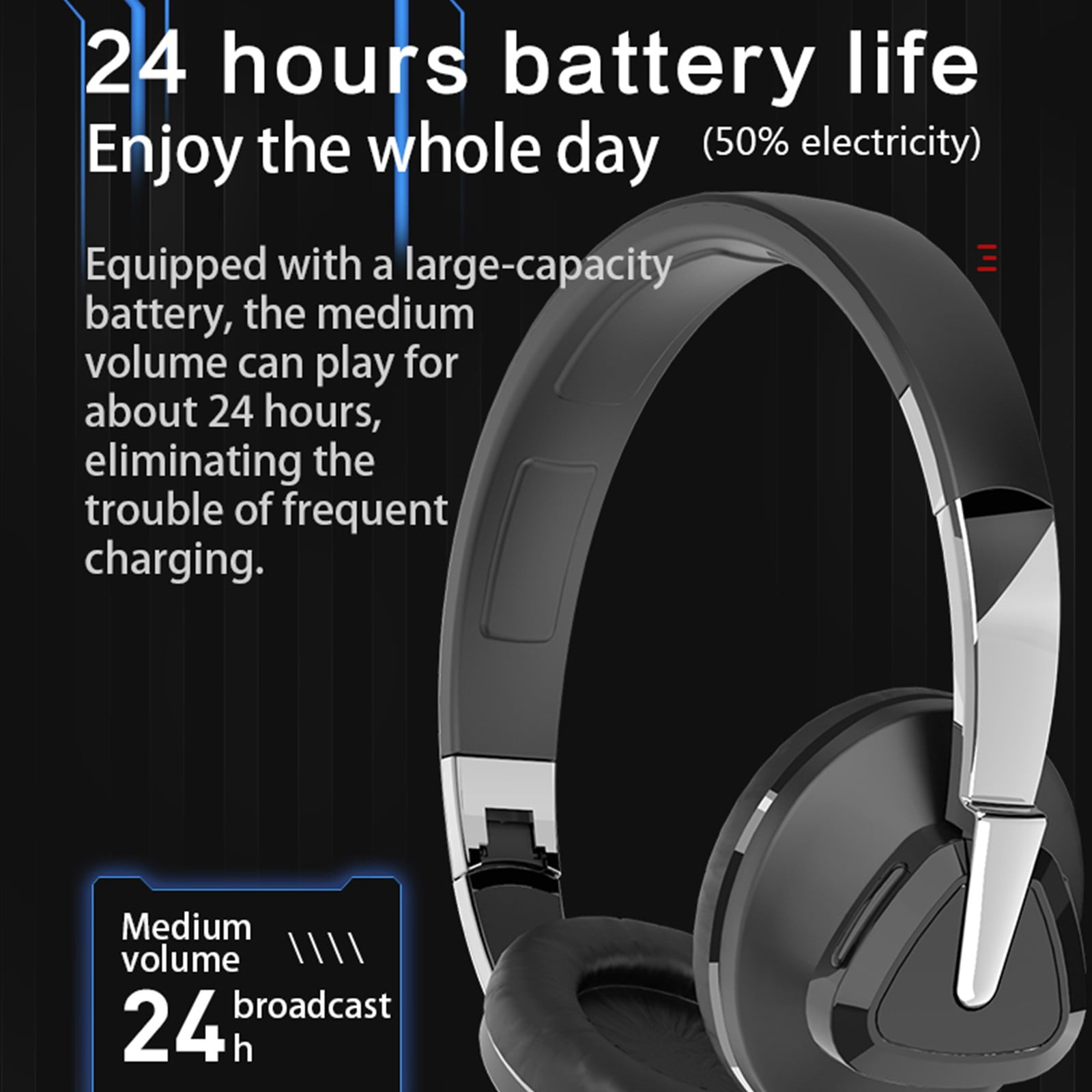 Bluetooth Headphones, 120H Playtime Headphones Wireless Bluetooth with 3 EQ Modes, Low Latency, Hands-Free Calls, Over Ear Headphones for Travel Home Office Cellphone PC - Black