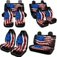 thumbnail image 3 of Uorisanigo American Flag Print Car Seat Covers Full Set 10 Pcs with Soft Elastic Fabrics Car Seat Belt Cover Steering Wheel Cover Auto Water Cup Coaster Chapstick Holder Universal Fit for Cars,Suvs, 3 of 7