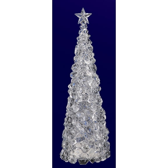 Icy Giftware Set of 2 Clear Decorative LED Lighted Ice Cube Christmas Tree Figurines 27"