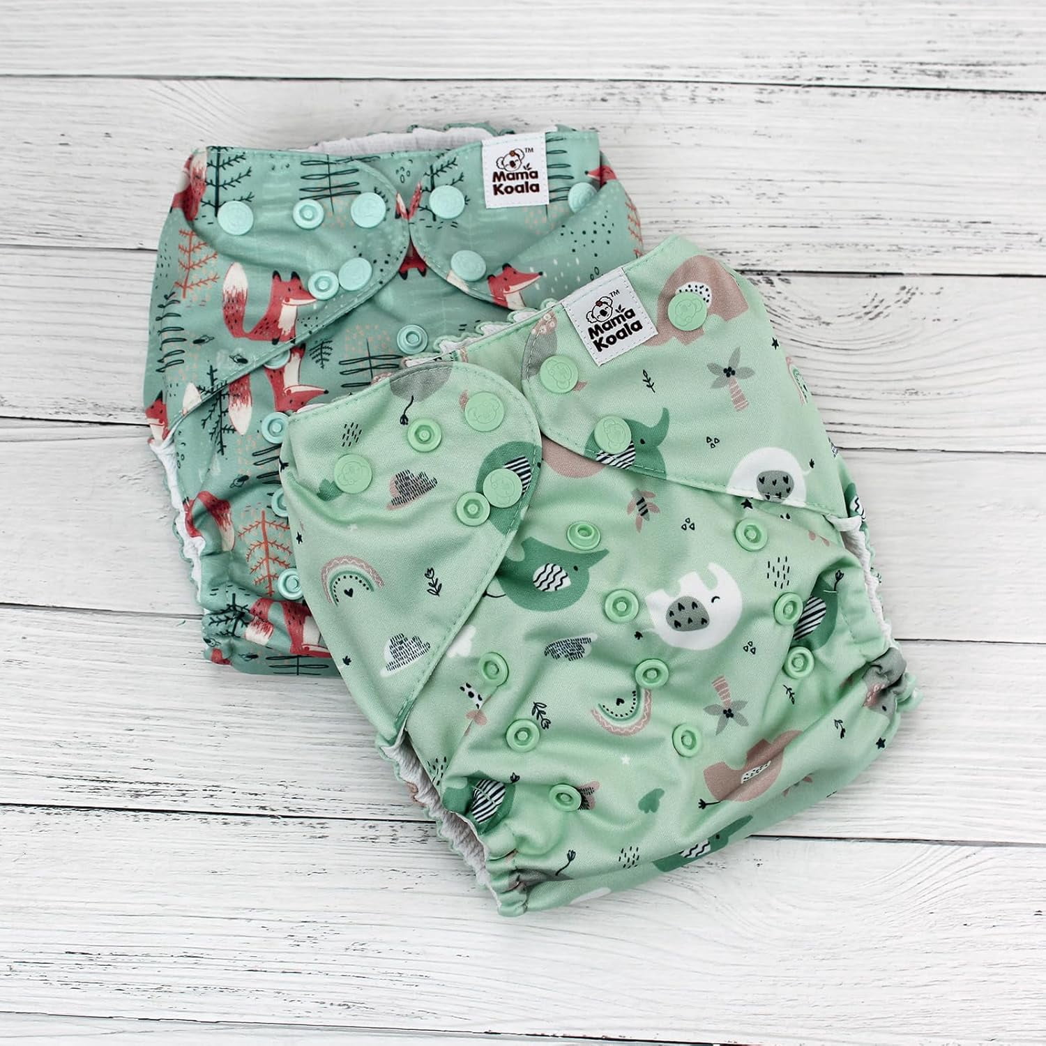 3.0 Pocket Cloth Diapers for Babies with AWJ Lining, 6 Pack with 6 4-Layer Natural Cloth Diaper Inserts - Reusable and Washable Pocket Diapers (Adorable Animal)