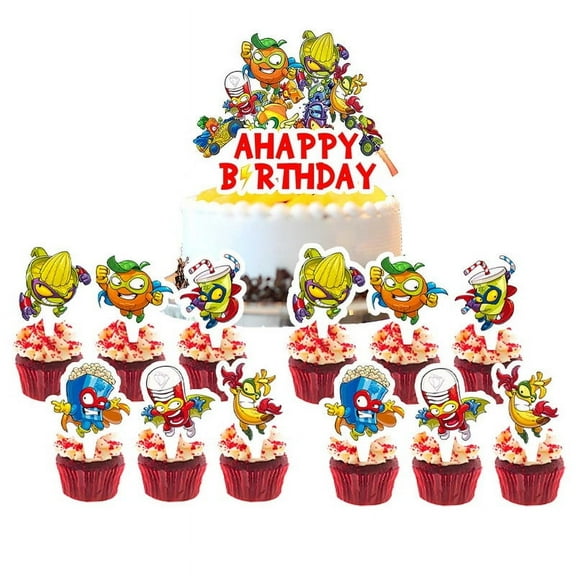 Superthings Cake Topper CupcakeS Set Birthday Party Supplies Decoration Decor Kit