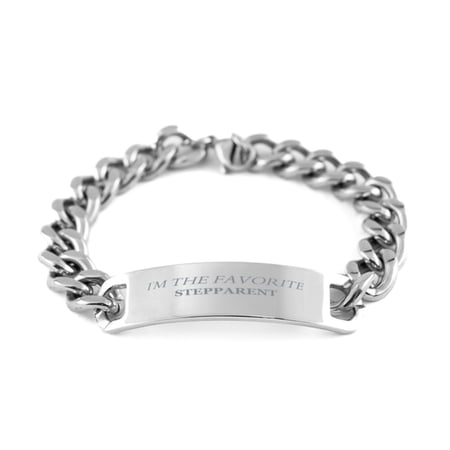 Stepparent Cuban Chain Stainless Steel Bracelet - IM THE FAVORITE Gift for Christmas, Birthday, Holidays, or Graduation - Confidence and Inspiration