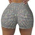 thumbnail image 2 of Pofeuu Black And White Houndstooth Print Workout Shorts for Women Scrunch Butt Lifting High Waisted Yoga Gym Seamless Booty Biker Shorts-Medium, 2 of 8