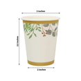 thumbnail image 3 of Efavormart 24 Pack | 9oz White Tropical Greenery Boho Party Disposable Cups, Eucalyptus Paper Cups With Gold Rim - 250 GSM, 3 of 10