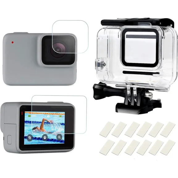 Waterproof Housing Case for HERO7 White & Hero 7 Silver, 30M Underwater Photography Protective Shell with Screen Protector Films and Anti-Fog Inserts Accessories