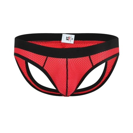 

YDKZYMD Mens Cotton Low Rise Jockstrap Thong Athletic Briefs Underwear Hot Bulge Pouch Sexy G-String Stretch Lingerie