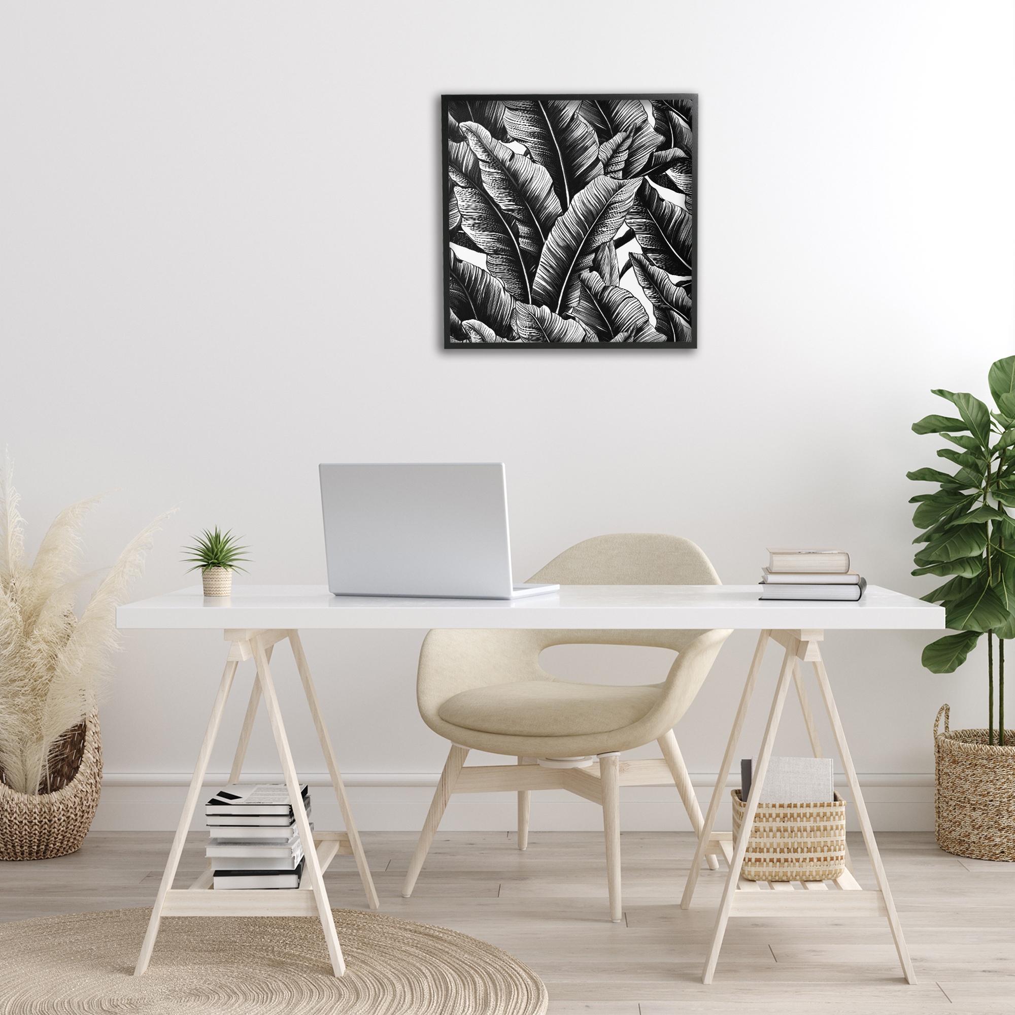 Stupell Industries Black Bold Fronds Botanical & Floral Painting Black Framed Art Print Wall Art, 24 x 24