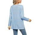 thumbnail image 2 of SHIBEVER women sweatshirt Striped Oversized top Long Sleeve Crewneck Hoodies Shirts 2024 Fall Pullover Top Trendy Preppy Clothes Blue white XXL, 2 of 3