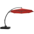 thumbnail image 2 of Dovov 11ft Patio Umbrella with Base, Aluminum Deluxe Round Curvy Cantilever Umbrella Large 360° Rotation Offset Hanging Outdoor Market Umbrellas for Lawn Garden Deck Backyard Pool, Red, 2 of 10